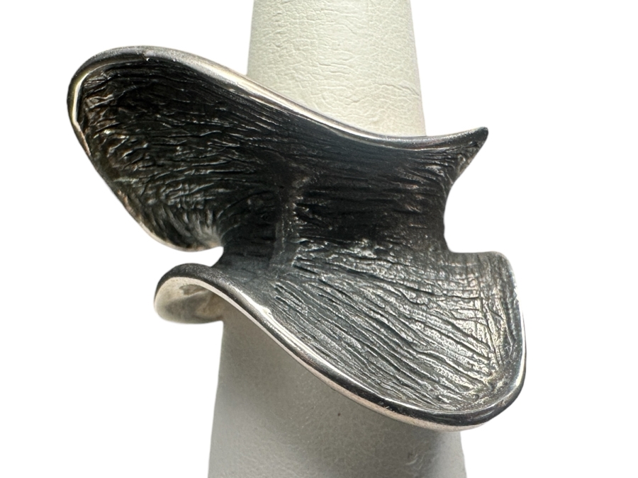Sterling Silver Modernist Wave Ring 11.1g Size 9