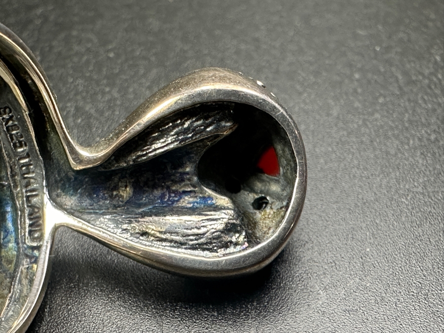 Sterling Silver Cobra Snake Statement Ring With Turquoise And Carnelian Stones 9.8g Size 9.5 [Photo 6]