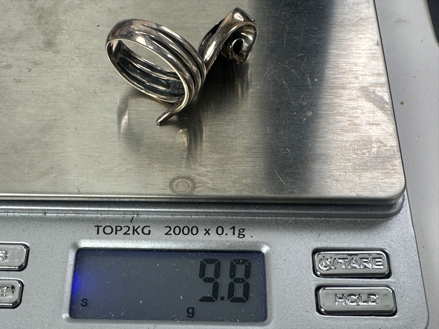 Sterling Silver Cobra Snake Statement Ring With Turquoise And Carnelian Stones 9.8g Size 9.5 [Photo 8]