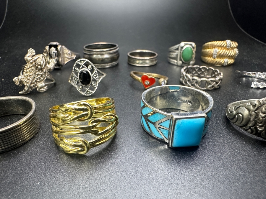 (15) Sterling Silver Rings Of Various Sizes 83.6g [Photo 4]