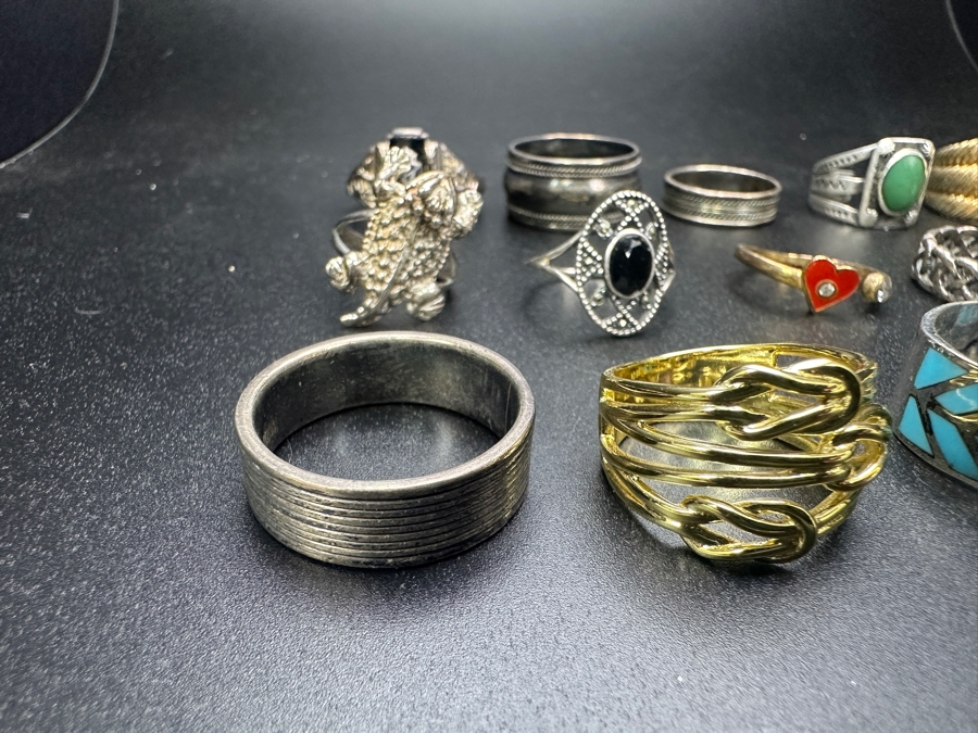(15) Sterling Silver Rings Of Various Sizes 83.6g [Photo 5]