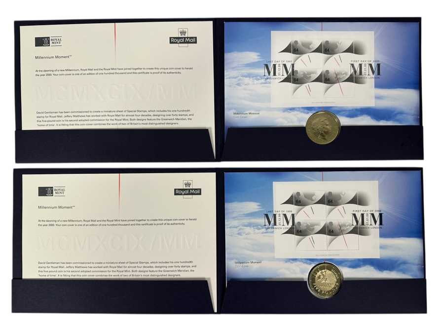 Pair Of Vintage 2000 British Royal Mail And Royal Mint First Day Covers / Coins