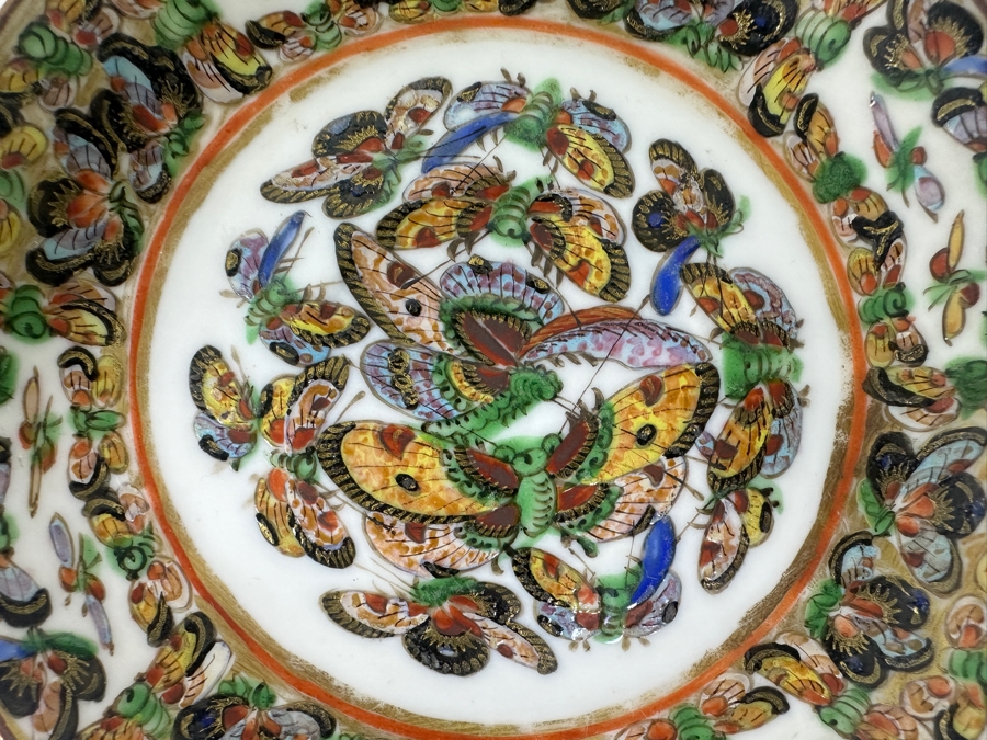 Set of (3) Chinese Famille Rose Medallion Porcelain Plates And (3) Chinese 'Thousand Butterfly' Pattern (Hudiepan) Porcelain Plates 5.5'W [Photo 5]