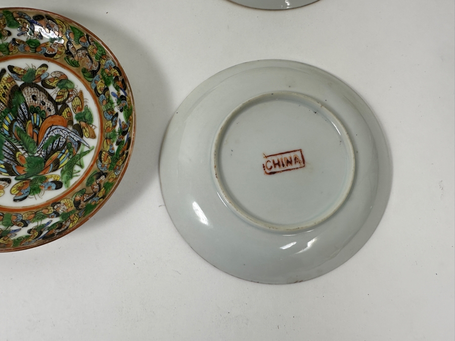 Set of (3) Chinese Famille Rose Medallion Porcelain Plates And (3) Chinese 'Thousand Butterfly' Pattern (Hudiepan) Porcelain Plates 5.5'W [Photo 11]