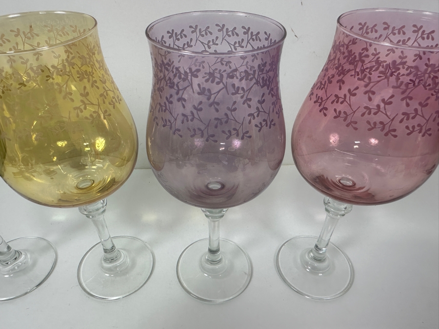 Set Of (4) Vintage Cristalleria Fratelli Fumo Handmade Italian Crystal Wine Glasses 8.5'H [Photo 3]