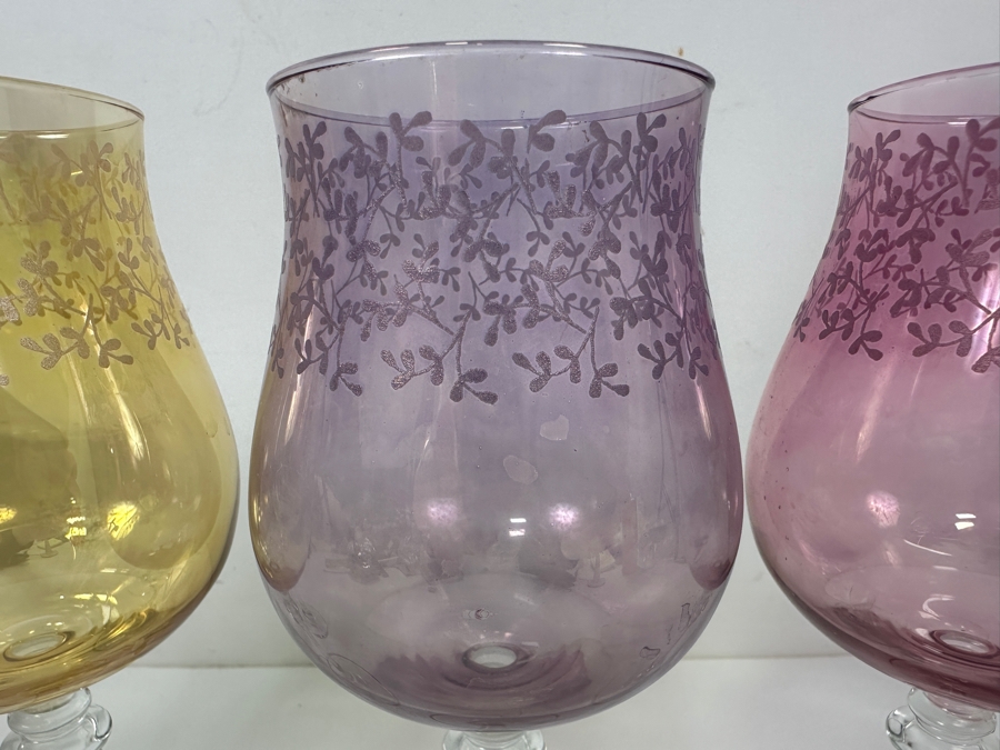 Set Of (4) Vintage Cristalleria Fratelli Fumo Handmade Italian Crystal Wine Glasses 8.5'H [Photo 2]
