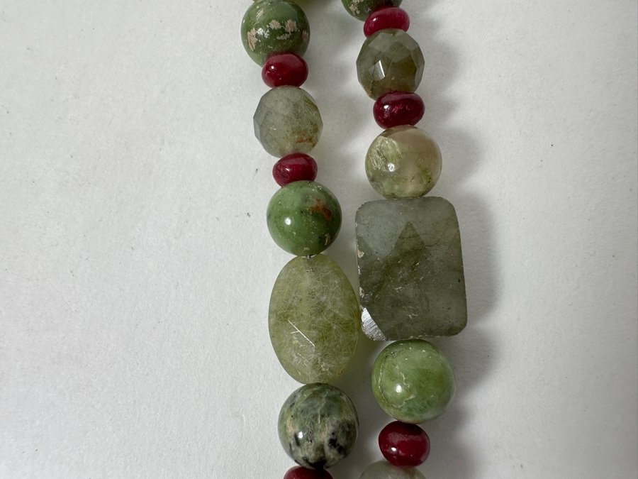 Double-Strand Multi-Stone 20' Necklace With Rubies, Labradorite And Other Stones Estimate $200 [Photo 4]