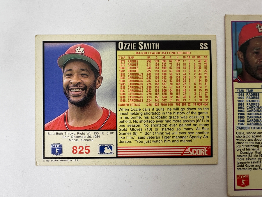 (3) Signed Ozzie Smith St. Louis Cardinals Baseball Cards [Photo 10]