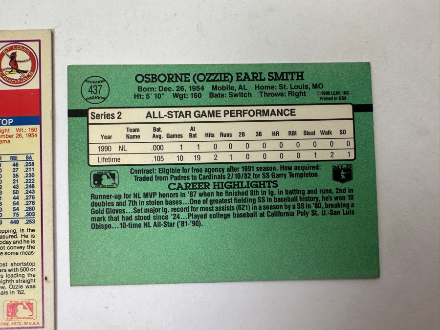 (3) Signed Ozzie Smith St. Louis Cardinals Baseball Cards [Photo 12]
