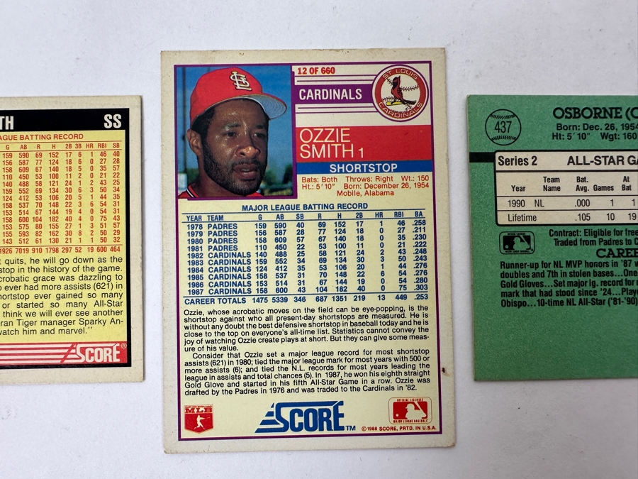 (3) Signed Ozzie Smith St. Louis Cardinals Baseball Cards [Photo 11]