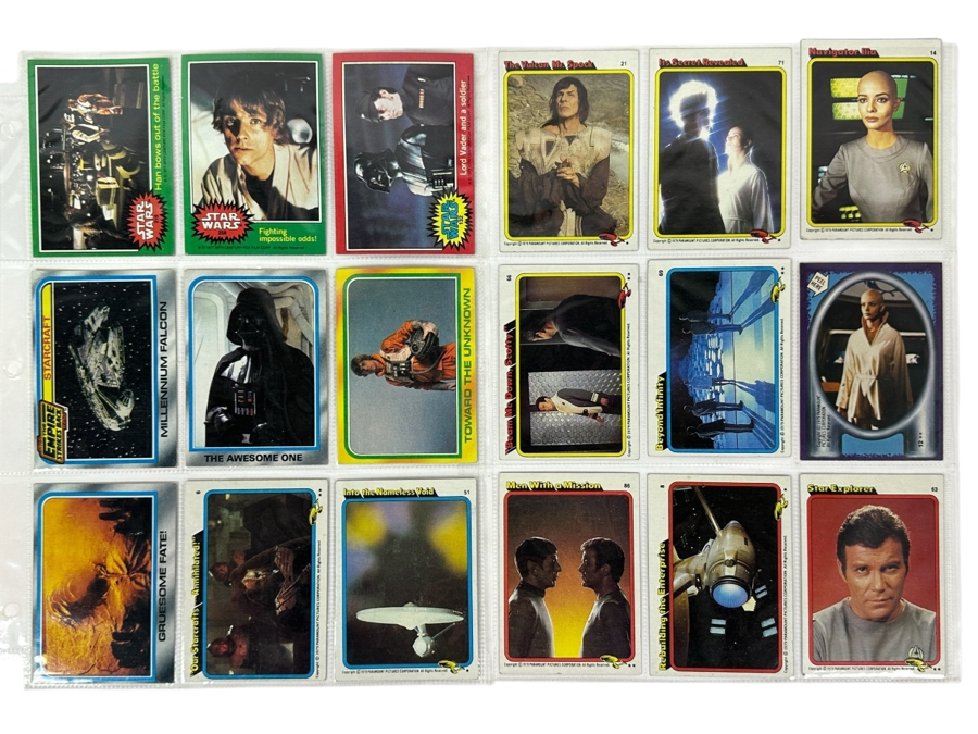 (3) Vintage 1977 Vintage Star Wars, (4) 1980 Return Of The Jedi And (11) 1979 Star Trek The Movie Trading Cards