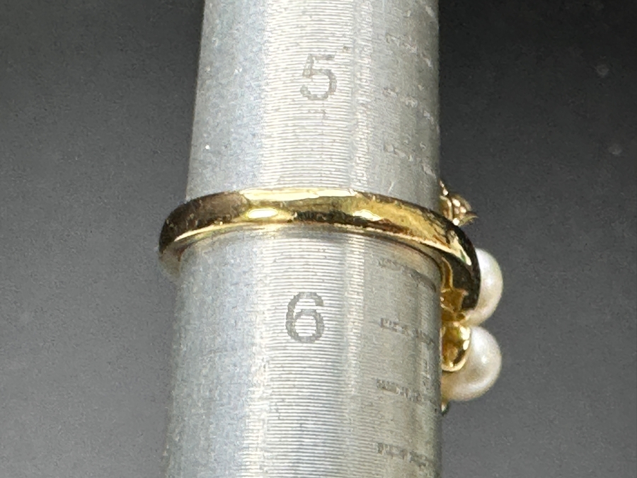 14k Gold Diamond / Pearl Ring Set With (4) 1.5mm Round Brilliant Diamonds Est. .10cttw And (10) 5mm Potato Pearls Size 5.5 7.2g Retails $2,600 [Photo 9]