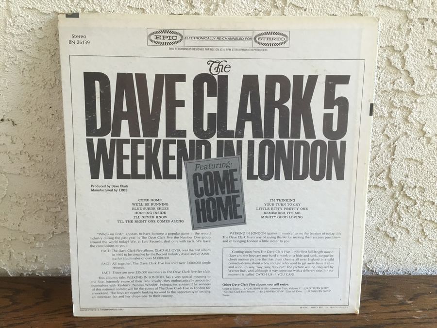 Dave Clark 5, The - Weekend In London - Epic ‎- BN 26139 [Photo 2]