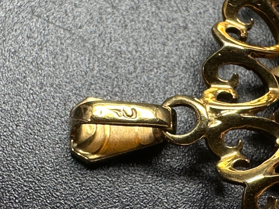 18k Gold Antique Art Nouveau Hand Engraved Enamel Floral Pendant 7.8g Retails $3,400 [Photo 7]