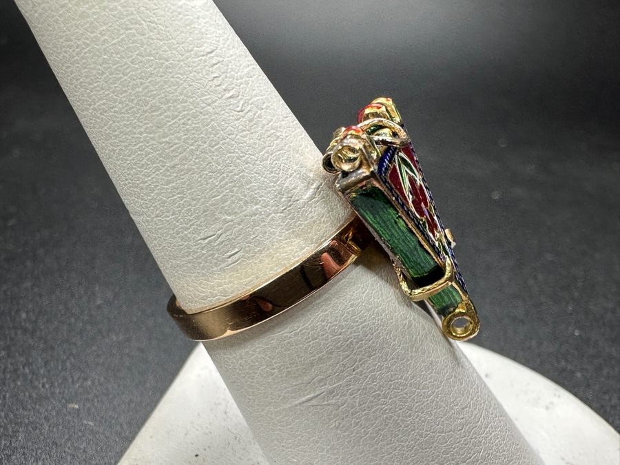 14k Gold Enamel Ring Size 8 5.9g Retails $2,200 [Photo 3]