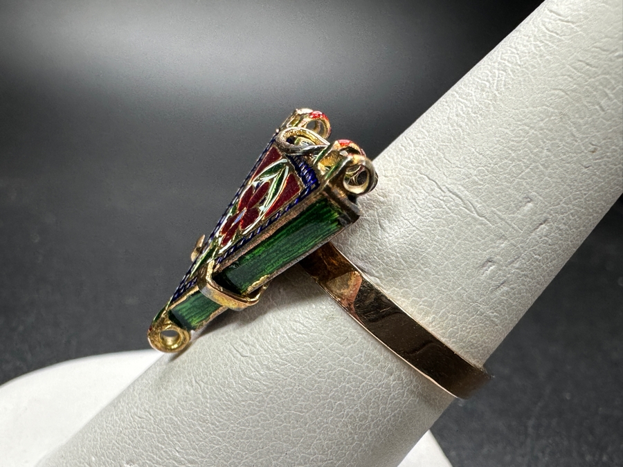 14k Gold Enamel Ring Size 8 5.9g Retails $2,200 [Photo 5]