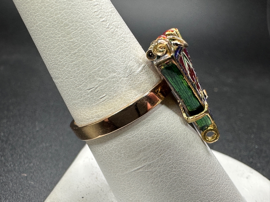 14k Gold Enamel Ring Size 8 5.9g Retails $2,200 [Photo 4]