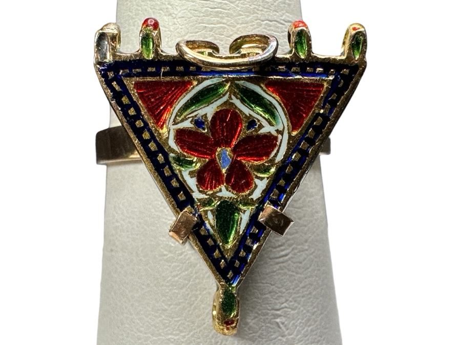 14k Gold Enamel Ring Size 8 5.9g Retails $2,200