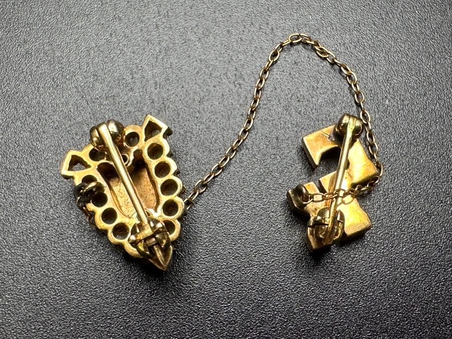 12k Gold Opal / Seed Pearl Psi Omega Dental Pin 3.7g (Missing (1) Opal And (1) Seed Pearl) Estimate $500 [Photo 5]