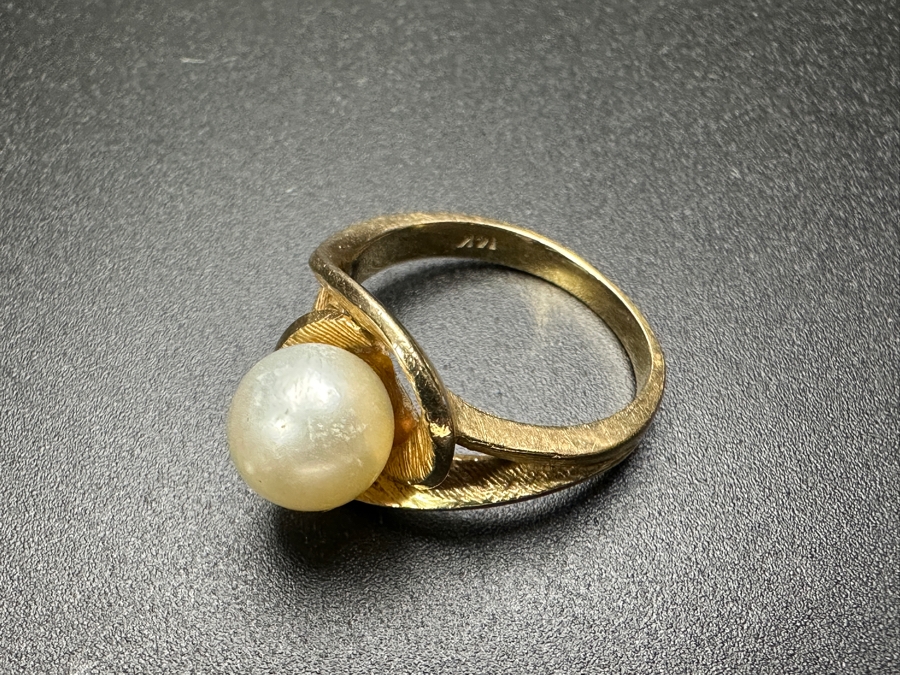 14k Gold 7.5mm Pearl Ring Size 4.75 4.1g Retails $1,600 [Photo 5]