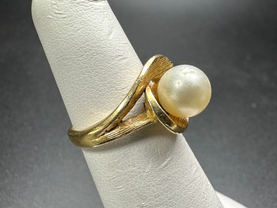 14k Gold 7.5mm Pearl Ring Size 4.75 4.1g Retails $1,600 [Photo 2]