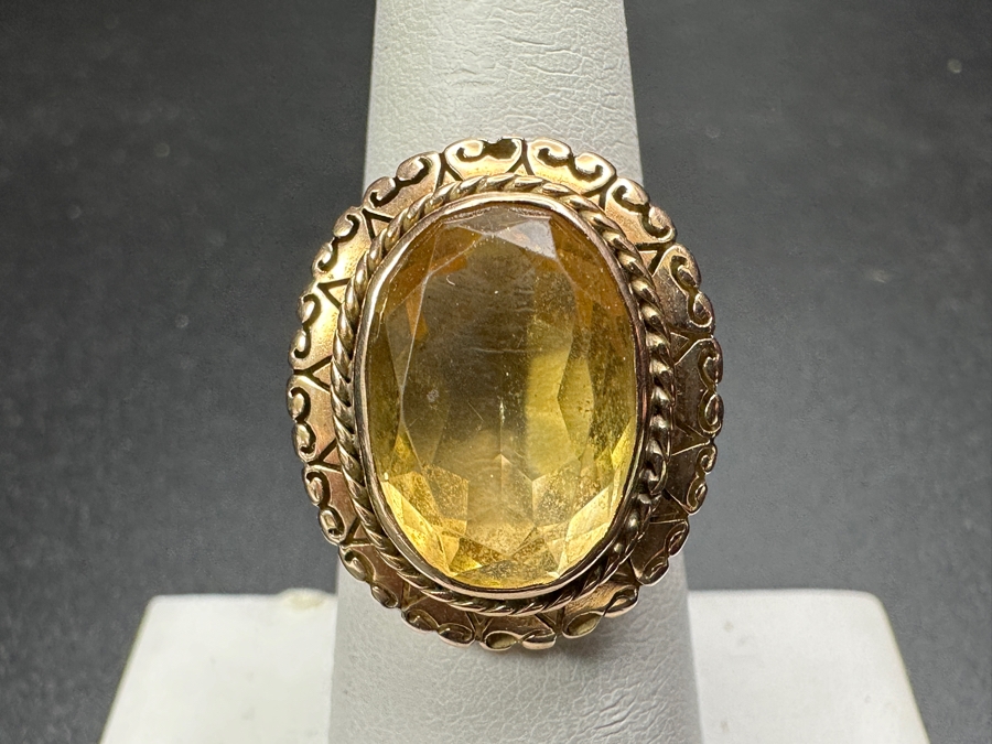 14k Gold Citrine Ring 15x10mm Est. 6.5ct Size 7 6.2g Retails $2,400 [Photo 4]
