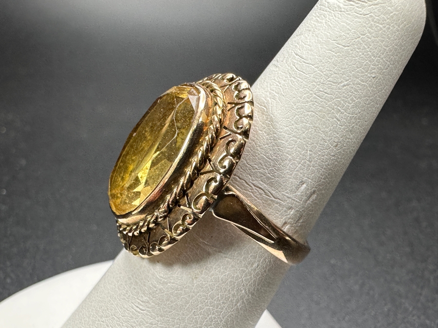 14k Gold Citrine Ring 15x10mm Est. 6.5ct Size 7 6.2g Retails $2,400 [Photo 3]