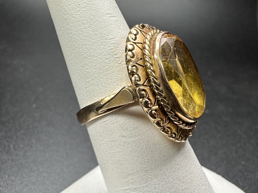 14k Gold Citrine Ring 15x10mm Est. 6.5ct Size 7 6.2g Retails $2,400 [Photo 2]