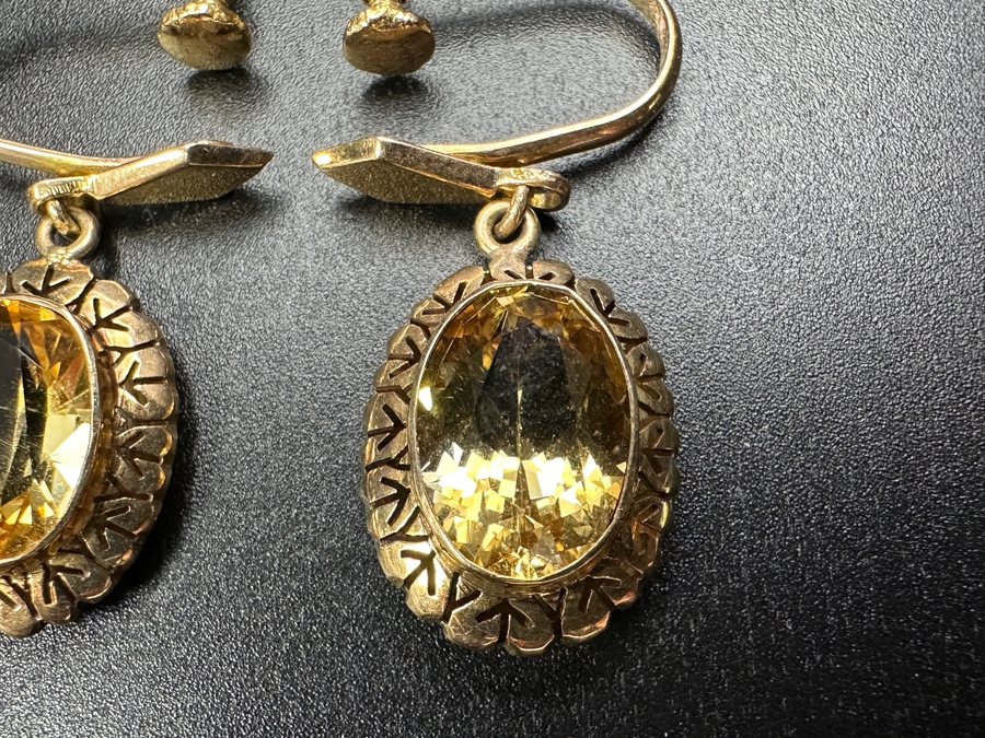 14k Gold Citrine Earrings (2) 11x7mm Citrines Est. 5cttw Total 6.9g Retails $2,200 [Photo 3]