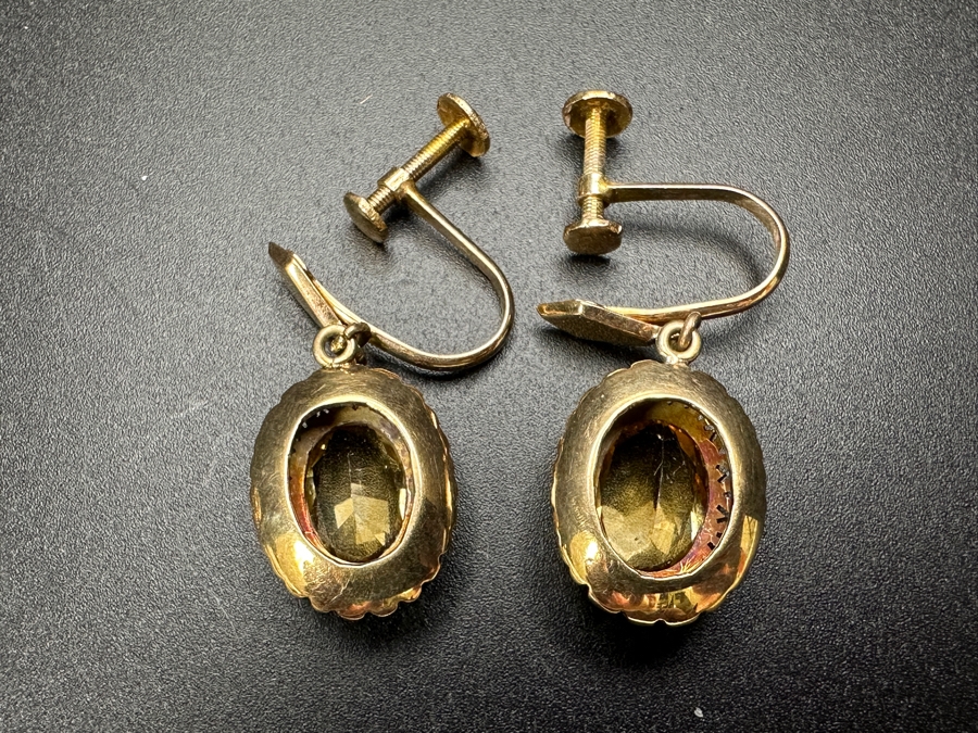 14k Gold Citrine Earrings (2) 11x7mm Citrines Est. 5cttw Total 6.9g Retails $2,200 [Photo 4]