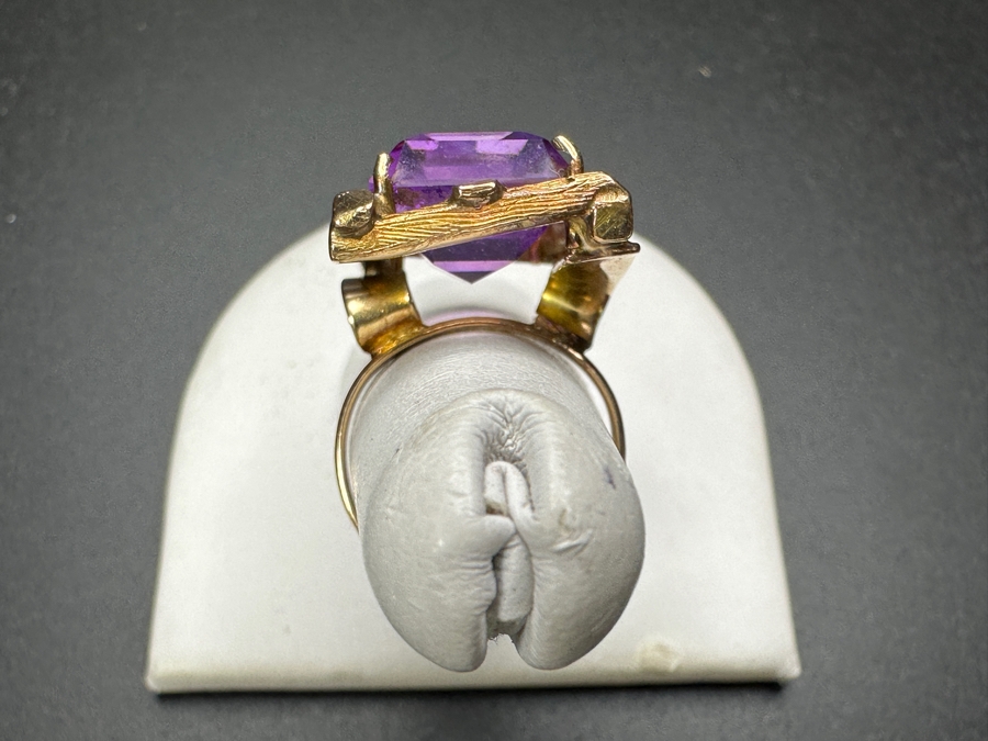 Large 14k Gold 19x11 Amethyst Ring 9.8g Size 6 Retails $3,000 [Photo 7]