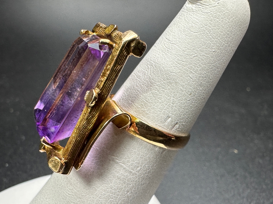 Large 14k Gold 19x11 Amethyst Ring 9.8g Size 6 Retails $3,000 [Photo 6]