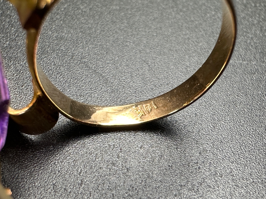 Large 14k Gold 19x11 Amethyst Ring 9.8g Size 6 Retails $3,000 [Photo 10]