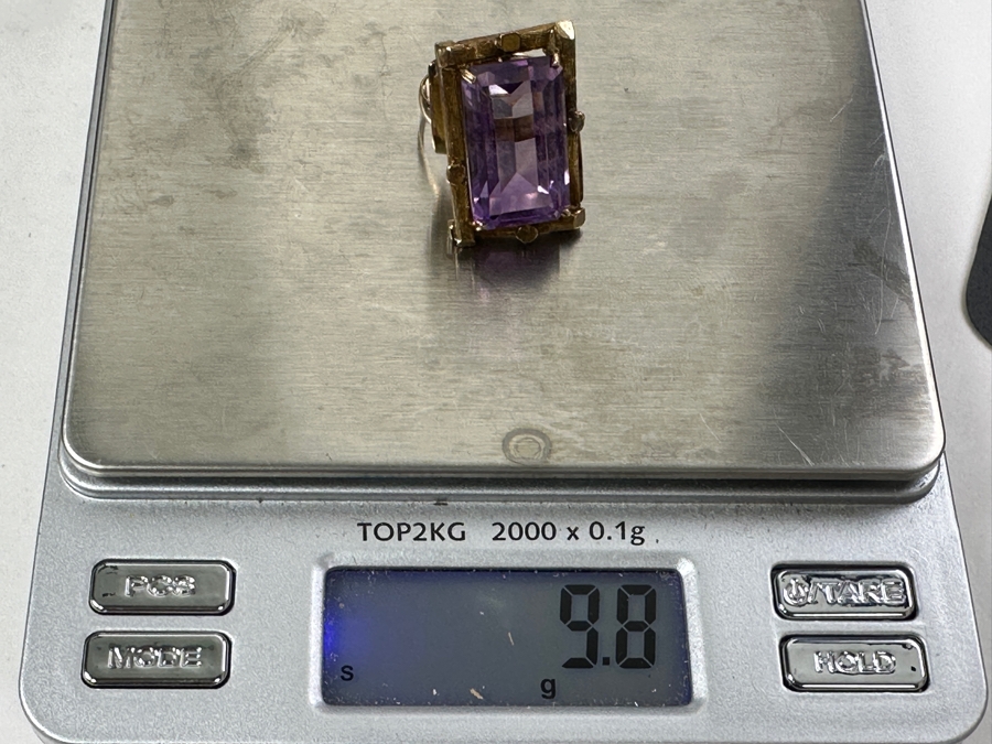 Large 14k Gold 19x11 Amethyst Ring 9.8g Size 6 Retails $3,000 [Photo 11]