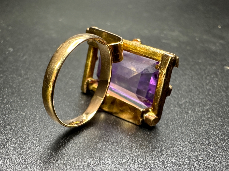 Large 14k Gold 19x11 Amethyst Ring 9.8g Size 6 Retails $3,000 [Photo 8]