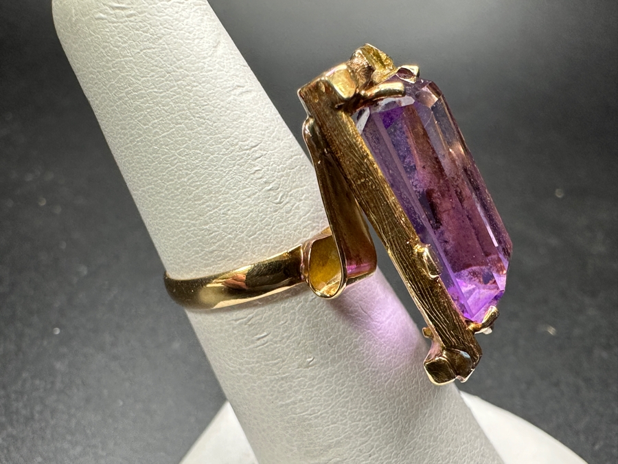 Large 14k Gold 19x11 Amethyst Ring 9.8g Size 6 Retails $3,000 [Photo 4]