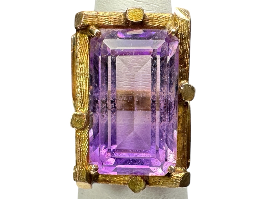Large 14k Gold 19x11 Amethyst Ring 9.8g Size 6 Retails $3,000