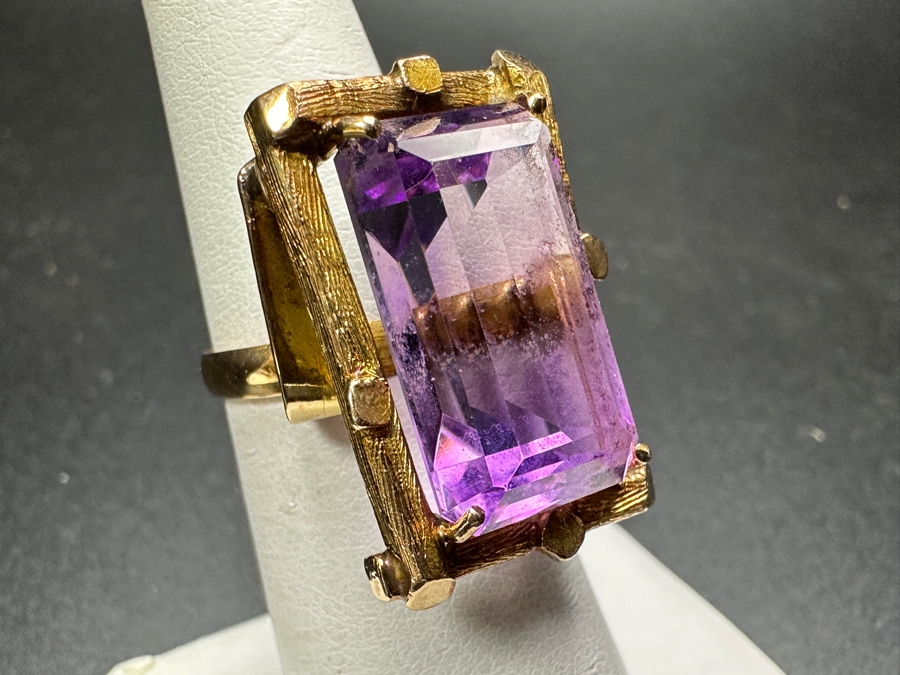 Large 14k Gold 19x11 Amethyst Ring 9.8g Size 6 Retails $3,000 [Photo 3]