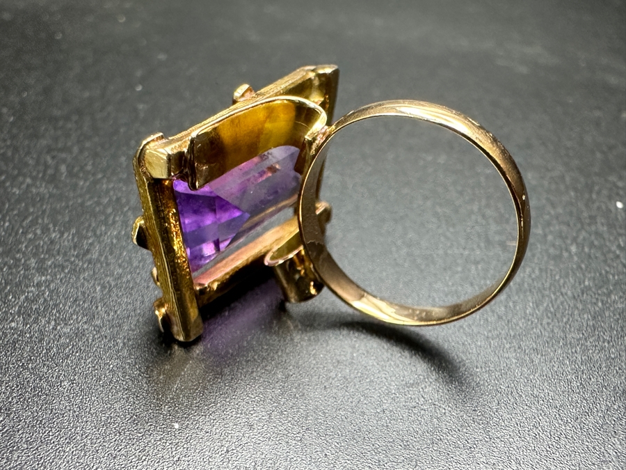 Large 14k Gold 19x11 Amethyst Ring 9.8g Size 6 Retails $3,000 [Photo 9]