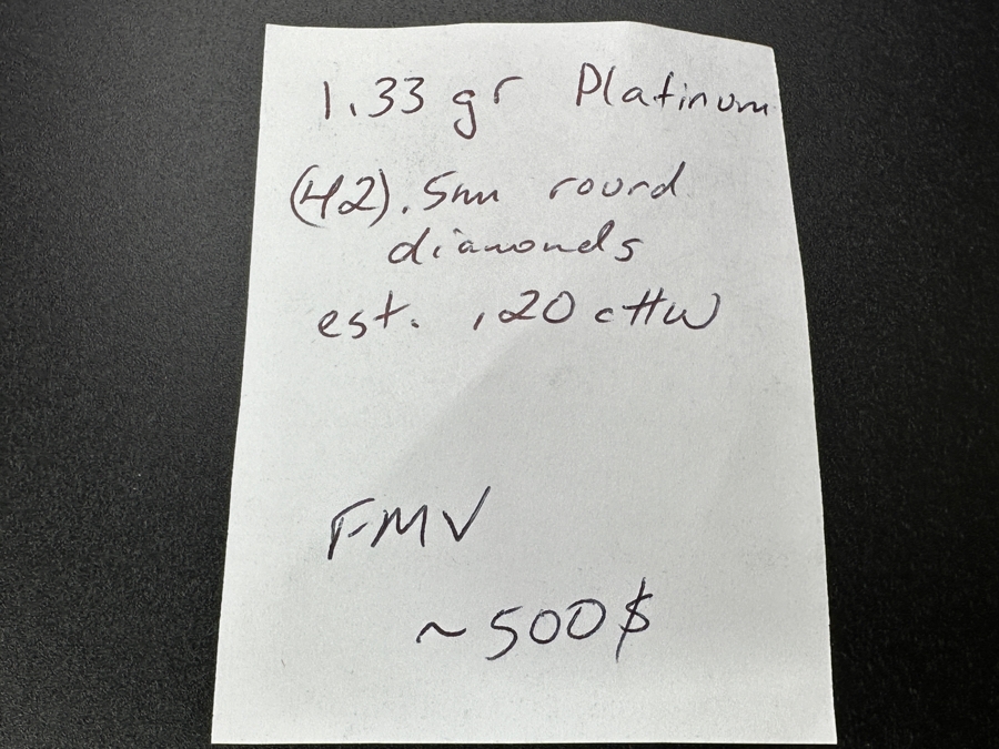 Small Platinum Diamond Ring Set With (42) .5mm Round Diamonds Est. .20cttw 1.2g Estimate $500 [Photo 5]