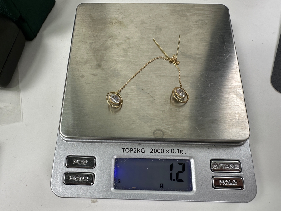 14k Gold CZ Earrings 1.2g Estimate $300 [Photo 5]