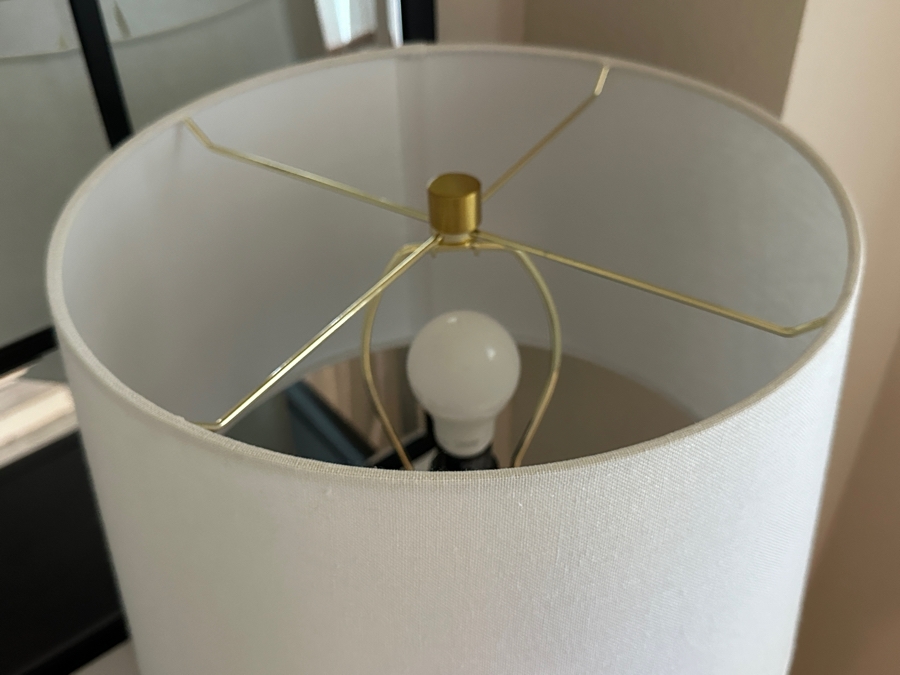 Pair Of White Table Lamps - One Cordless and Requires Battery Operated Bulb 24'H [Photo 4]