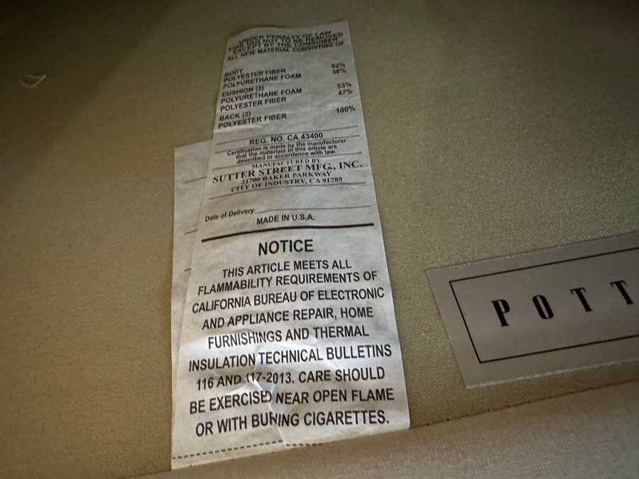 Pottery Barn Slipcovered Sofa 94'W X 40'D X 40'H With Five Throw Pillows [Photo 8]