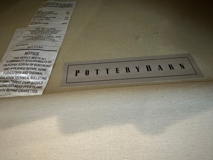 Pottery Barn Slipcovered Sofa 94'W X 40'D X 40'H With Five Throw Pillows [Photo 7]