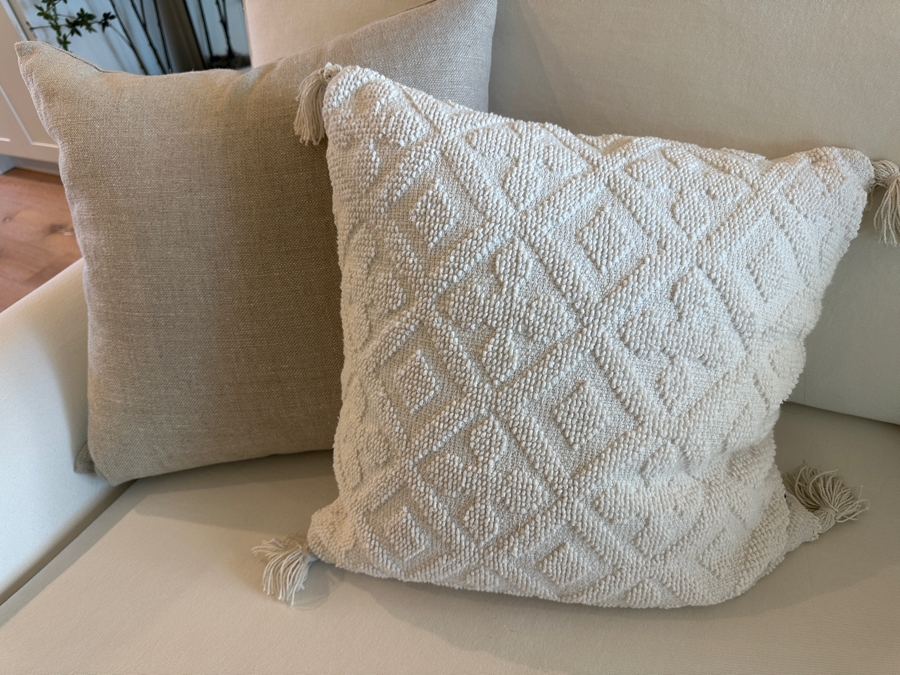 Pottery Barn Slipcovered Sofa 94'W X 40'D X 40'H With Five Throw Pillows [Photo 13]