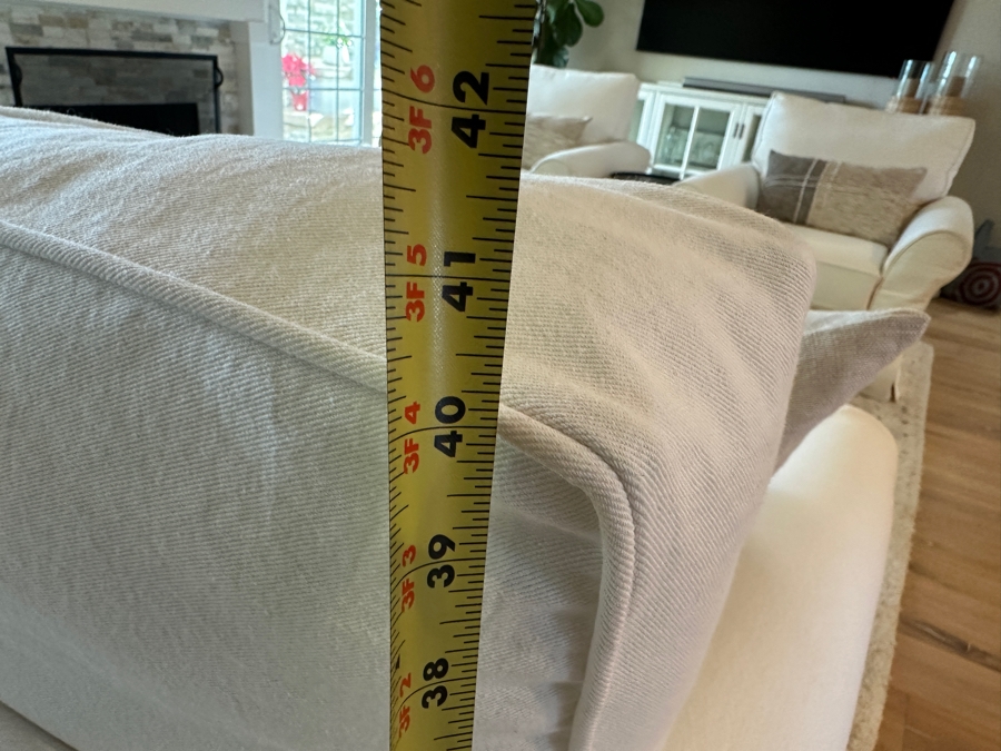 Pottery Barn Slipcovered Sofa 94'W X 40'D X 40'H With Five Throw Pillows [Photo 11]