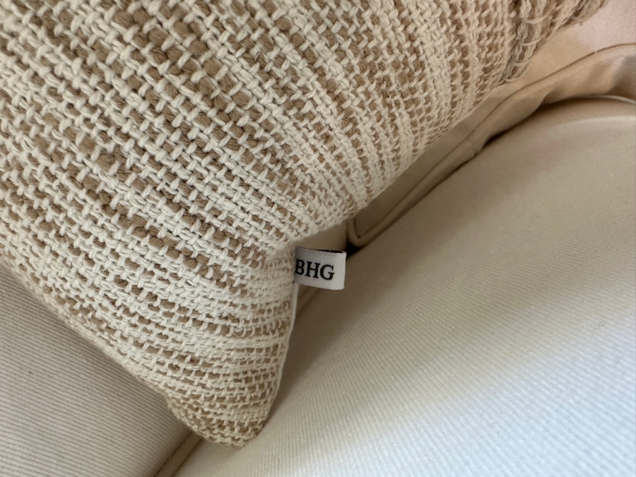 Pair Of Pottery Barn Slipcovered Armchairs 40'W X 39'D X 39'H With Two Throw Pillows [Photo 13]