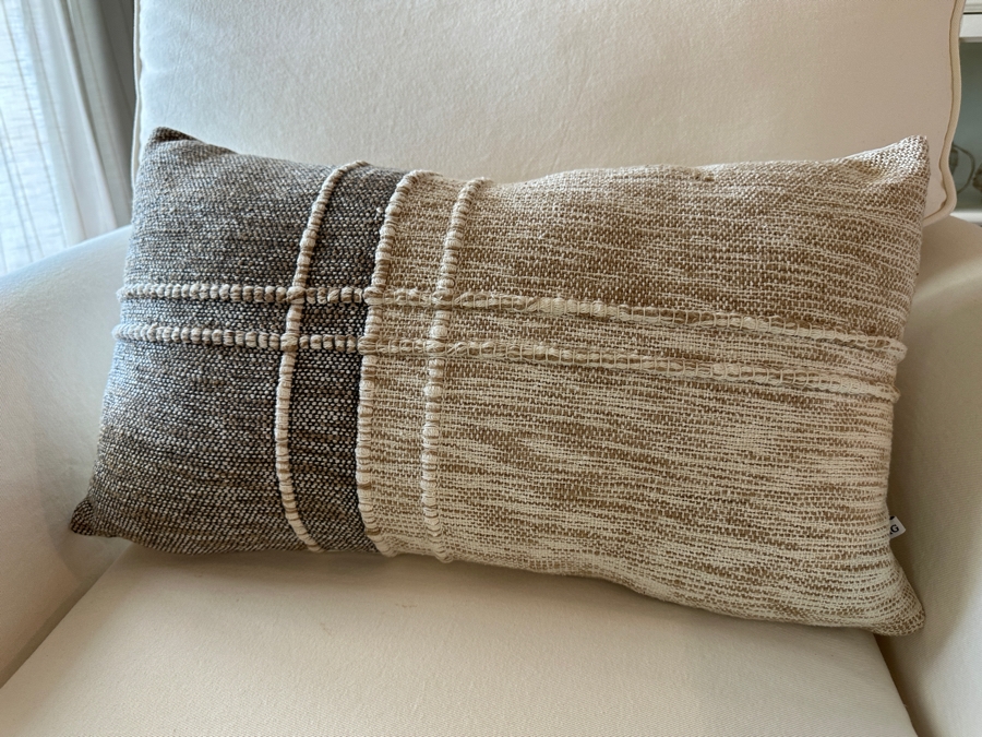 Pair Of Pottery Barn Slipcovered Armchairs 40'W X 39'D X 39'H With Two Throw Pillows [Photo 12]