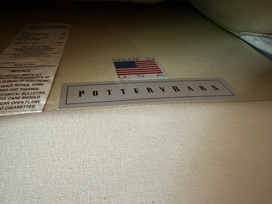 Pair Of Pottery Barn Slipcovered Armchairs 40'W X 39'D X 39'H With Two Throw Pillows [Photo 6]