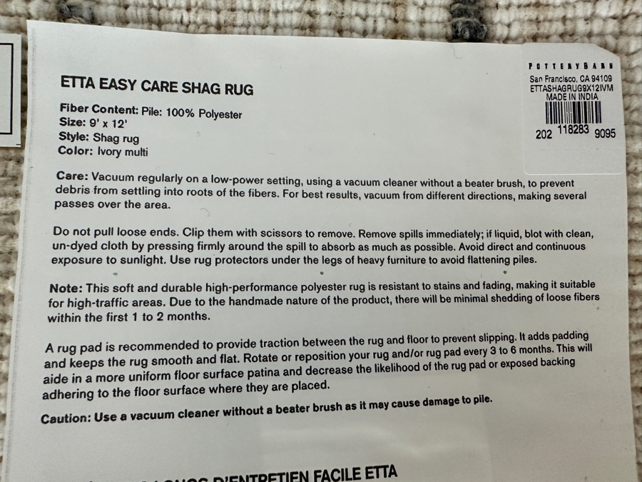 Pottery Barn Etta Easy Care Shag Rug 9' X 12' [Photo 5]